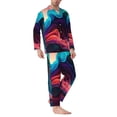 thumbnail image 2 of Naloa Colorful Surreal Landscape Men’s Pajamas Set - Long Sleeve Button Down Sleep Shirt and Pajama Bottoms Sleepwear Set-Small, 2 of 7