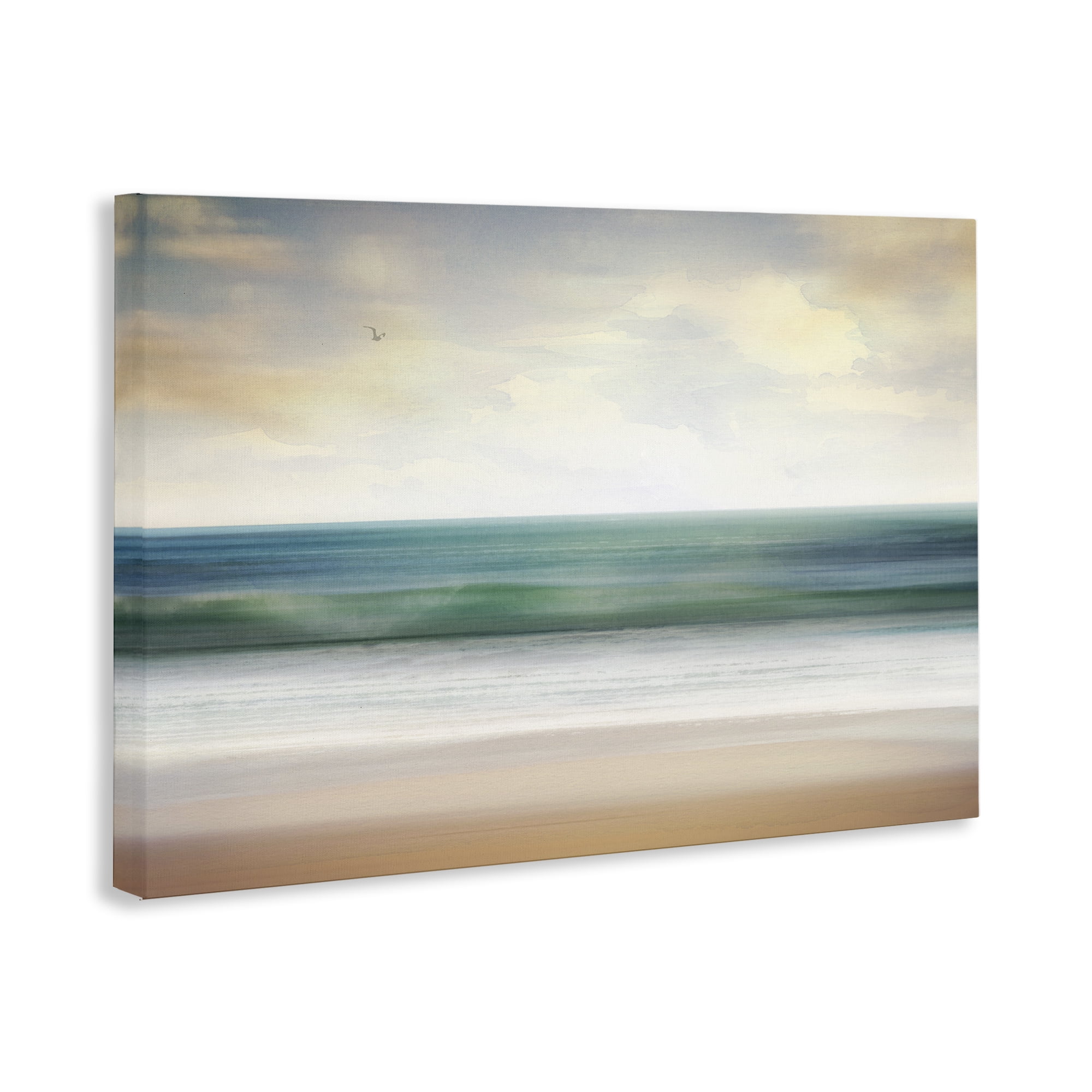 Stupell Industries Lone Seagull Over Beach Landscape Painting Gallery Wrapped Canvas Art Print Wall Art, 36 x 24