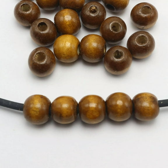 U8MO 100 pcs Coffee 12mm(1/2") Round Wood Beads~Wooden Beads Jewelry Making
