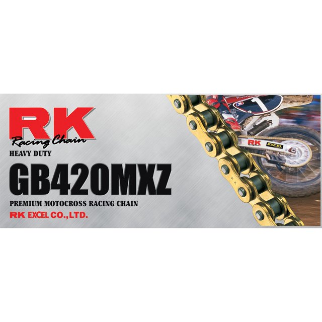 Rk Racing Chain Gb420Mxz120 Cadena Mx Dorada De 120 Eslabones Con Eslabón De Conexión