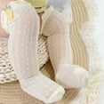 thumbnail image 5 of MKOSPLRT Baby Girls Knee High Socks Toddler Bow Ruffle Mesh Long Stockings Newborn Infant Cotton Thin Socks Spring Summer 0-3Y, 5 of 7