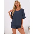 thumbnail image 3 of DARING DIVA Waffle Knit Pajama Loungewear 2 Pieces Lounge Sets XL Navy, 3 of 6