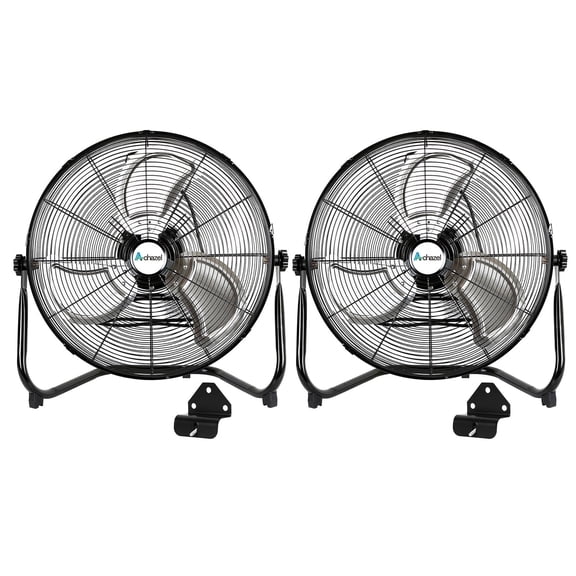 Achazel 20" High Velocity Floor Fan 3-Speed 4650 CFM Industrial Shop Fan Heavy Duty Metal with Wall Mount System for Garage Workshop Commercial 2-Pack