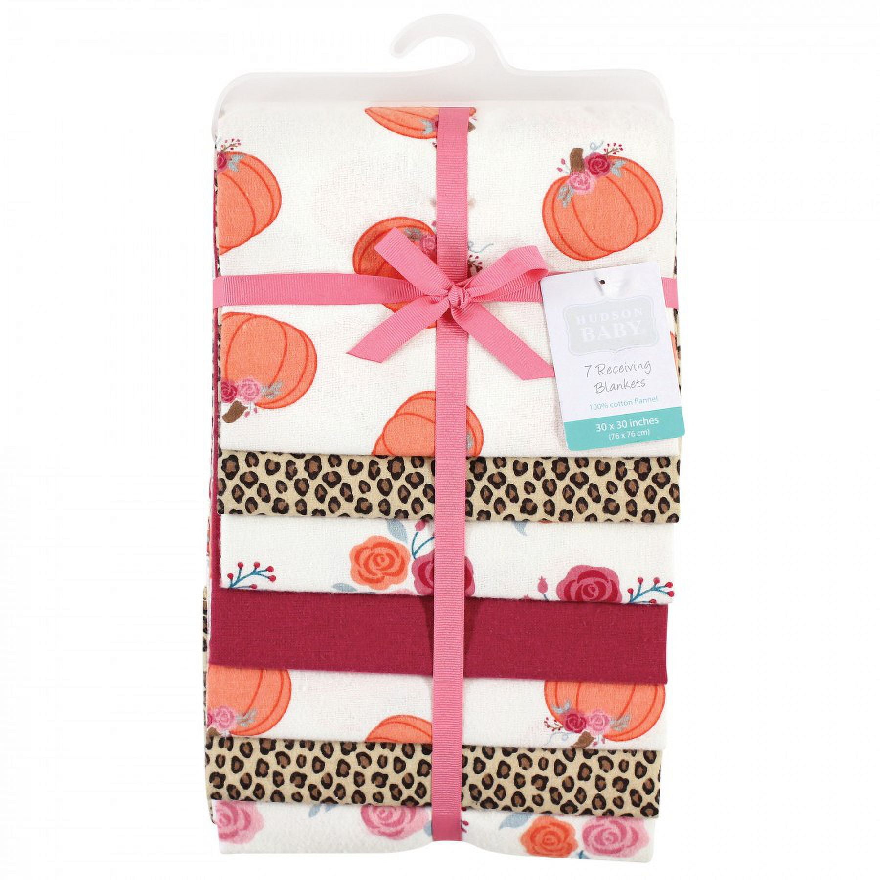 Hudson Baby Infant Girl Cotton Flannel Receiving Blanket Bundle, Cutest Pumpkin, One Size