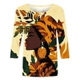 thumbnail image 4 of Wancir Black History 3/4 Sleeve T-Shirts for Women African Shirts Crew Neck Black History Month 3/4 Sleeve 2024 Blouses Top, 4 of 5