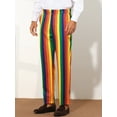 thumbnail image 2 of Unique Bargains Men's Striped Dress Pants Color Block Rainbow Stripe Trousers 38 Blue Red, 2 of 6
