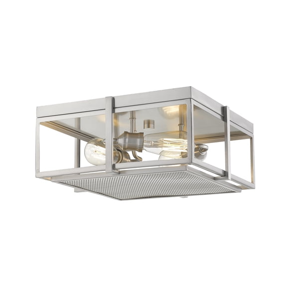 Z-Lite Halcyon 3 Light 16" Square Steel Flush Mount in Brushed Nickel