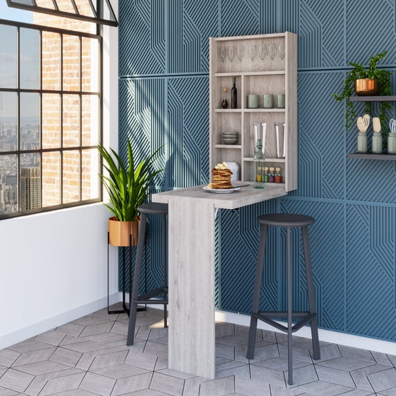 Gray Foldable Table on Wall / Good for Any Area / Provides More Room