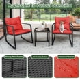 thumbnail image 6 of Devoko 3 Pieces Rocking Patio Furniture Sets Outdoor Rocking Chair PE Rattan Bistro Rocker Conversation Sets with Coffee Table for Garden, Red, 6 of 7