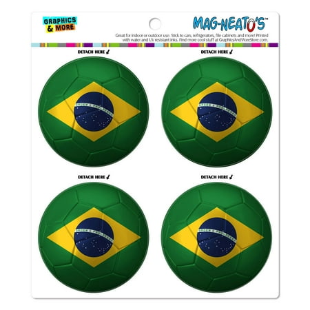 

Brazil Flag Soccer Ball Futbol Football MAG-NEATO S(TM) Car/Refrigerator Magnet Set