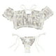 thumbnail image 1 of Gibobby Ropa Interior Sexy Bordado ropa de dormir mujer sujetador lencería sin tirantes encaje pijama conjunto Tanga Bowknot(Blanco, M), 1 of 5