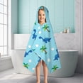 thumbnail image 6 of Light Blue Dinosaurs Palms Eggs Pattern Hooded Bath Towel，50"x30" for Ages 3 To 12 Kids, Quick Dry Lightweight Soft Microfiber Hood Beach Towel Cover Up for Kids, 6 of 7