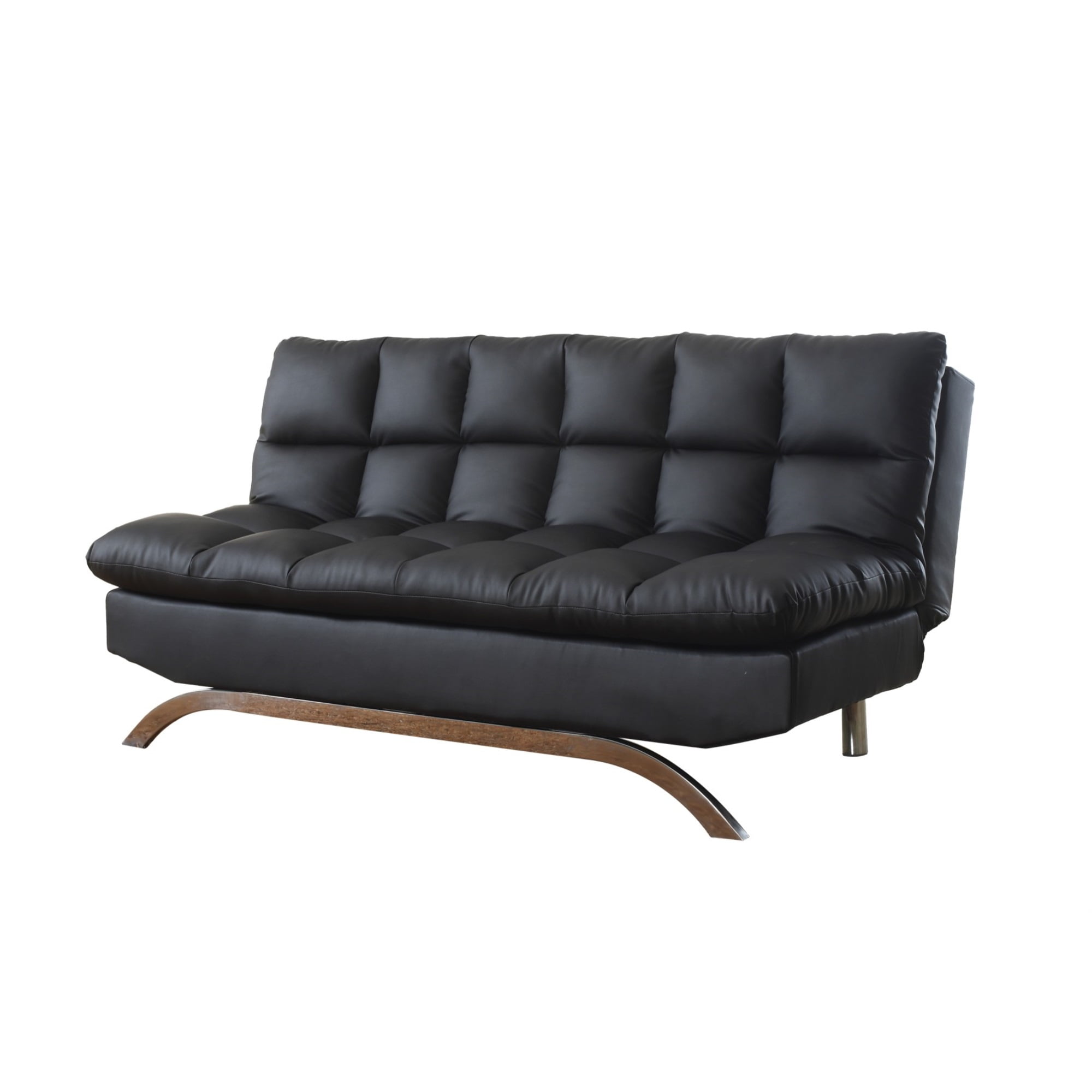 Plush Futon Sofa Bed With Chrome Legs Black