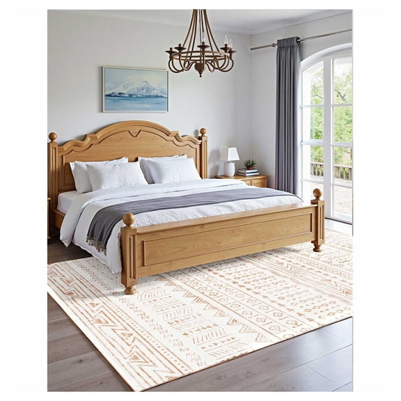 Area Rug 6x9 ft Washable Rug Non-Slip Modern Carpet for Living Room Bedroom, Soft Indoor Rugs for Kids Pets, Beige