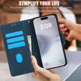 thumbnail image 7 of Designed for iPhone 16 Plus Case Wallet, Elegant Women Flip Folio Cover with Flower Embossed PU Leather Stand Credit Card Holders Slots Wrist Strap Phone Case for iPhone 16 Plus, Blue, 7 of 7