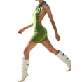 thumbnail image 3 of Wangscanis Robe d'Été Tricotée pour Femme, Jupe Dos Nu à Col Noué de Couleur Unie, 3 of 9