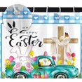 thumbnail image 4 of pipaio 72x72 Inch Happy Easter Shower Curtain for Bathroom Cute Rabbit Colorful Eggs Floral Grass Holy Cross Truck Shower Curtain Home Bathroom Decor Waterproof Polyester Fabric with 12 Hooks, 4 of 6