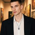 thumbnail image 2 of TANGPOET 925 Sterling Silver St. Francis Celtic Cross Necklace for Men, 2 of 5