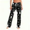 thumbnail image 3 of Fabrcox Christmas Woman Graphic Black Pajama Pants Wide Leg Drawstring Sleep Lounge Pants Mid Waisted Casual Christmas Animals Printed Pajama Bottoms White 3XL, 3 of 4