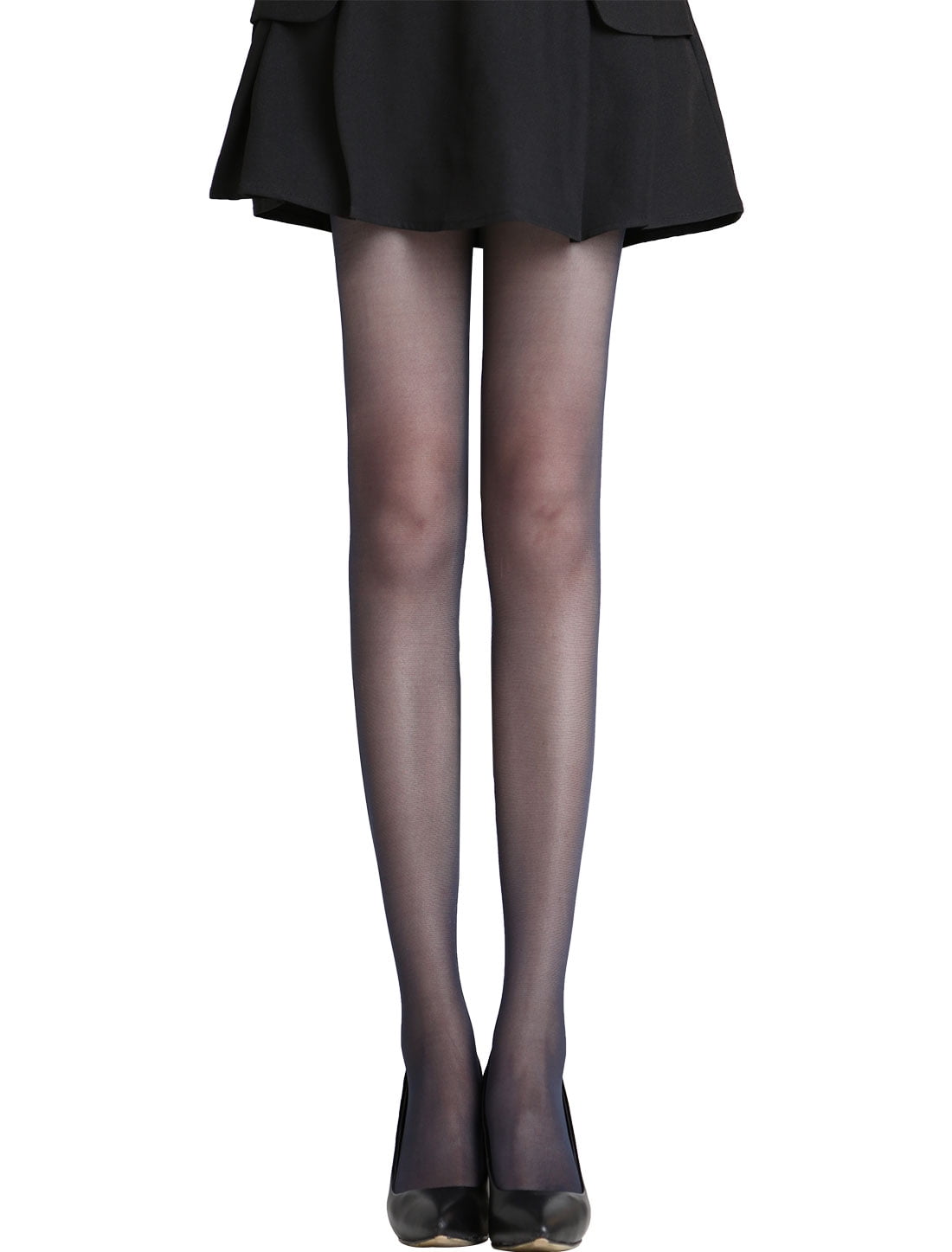 Women Elastic Waist Reinforced Crotch Semi Sheer Pantyhose Gray XS