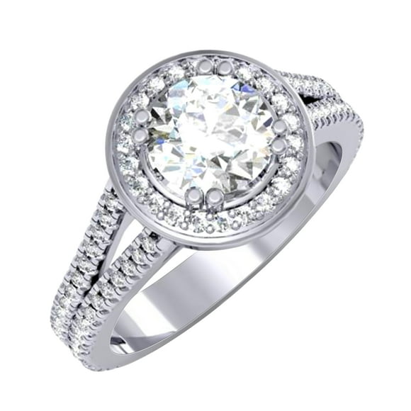 Dazzlingrock Collection IGI CERTIFIED Round Lab Grown White Diamond Halo Style Split Shank Wedding Ring for Women (1.43 ctw, Color H-I, Clarity SI2) in 925 Sterling Silver, Size 9
