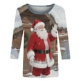thumbnail image 6 of Xdegoge Christmas Shirt for Women 3/4 Sleeve Santa Funny Graphic T-Shirt Crewneck Vintage Casual Tops Pullover Family Holiday Casual Blouse Gifts 2025 Fall Winter Festival Clothes Fit Party, 6 of 7