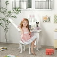 thumbnail image 2 of Qaba Coiffeuse pour Enfants avec Miroir et Tabouret, Motif Licorne, Blanc, 2 of 10