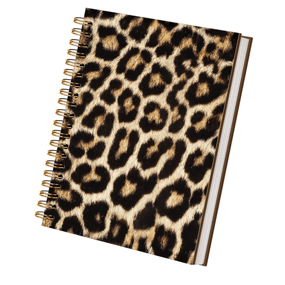 Leopard Print Notebook Journal, Cheetah Print Gifts for Women, Trendy Spiral Notebook for Office, Travel Journal , Cute Stationery for Creative Writing, Brown