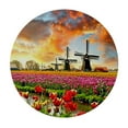 thumbnail image 2 of JEUXUS Tablecloth Round Table Cover Landscape Paintings Traditional Dutch Windmills White, 2 of 7
