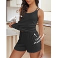 thumbnail image 3 of Conjunto de pijama Ekouaer, camiseta sin mangas y pantalones cortos de punto acanalado para mujer, 3 of 6