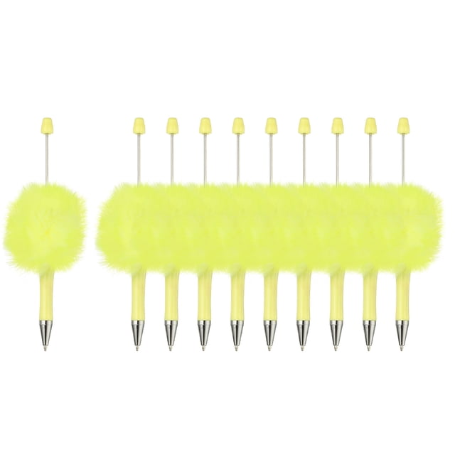 Uxcell 10Pcs Bolígrafos Beadable Esponjosos, Bolígrafos de Bola de Plástico Esponjoso para Regalos DIY, Amarillo Caramelo