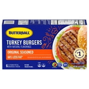 Butterball Frozen Turkey Burgers, Original Seasoned, 1/3 lb Patties, 6 Count/2 lbs