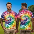 thumbnail image 5 of Binienty Colorful Tie-Dye Husband Wife Matching Shirts Stretchy Comfortable His and Hers Golf Shirts Zip Up Collar Short Sleeve Pullover for Tennis Hiking & Outdoor Sports, 5 of 7