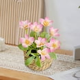 thumbnail image 3 of Artificial Potted Flowers with Woven Basket, Fake Floral Decor for Home, Patio & Tabletop, 3 of 7