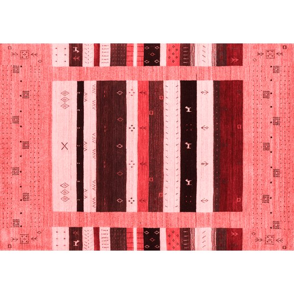 Ahgly Company Indoor Rectangle Abstract Red Contemporary Area Rugs, 4' x 6'