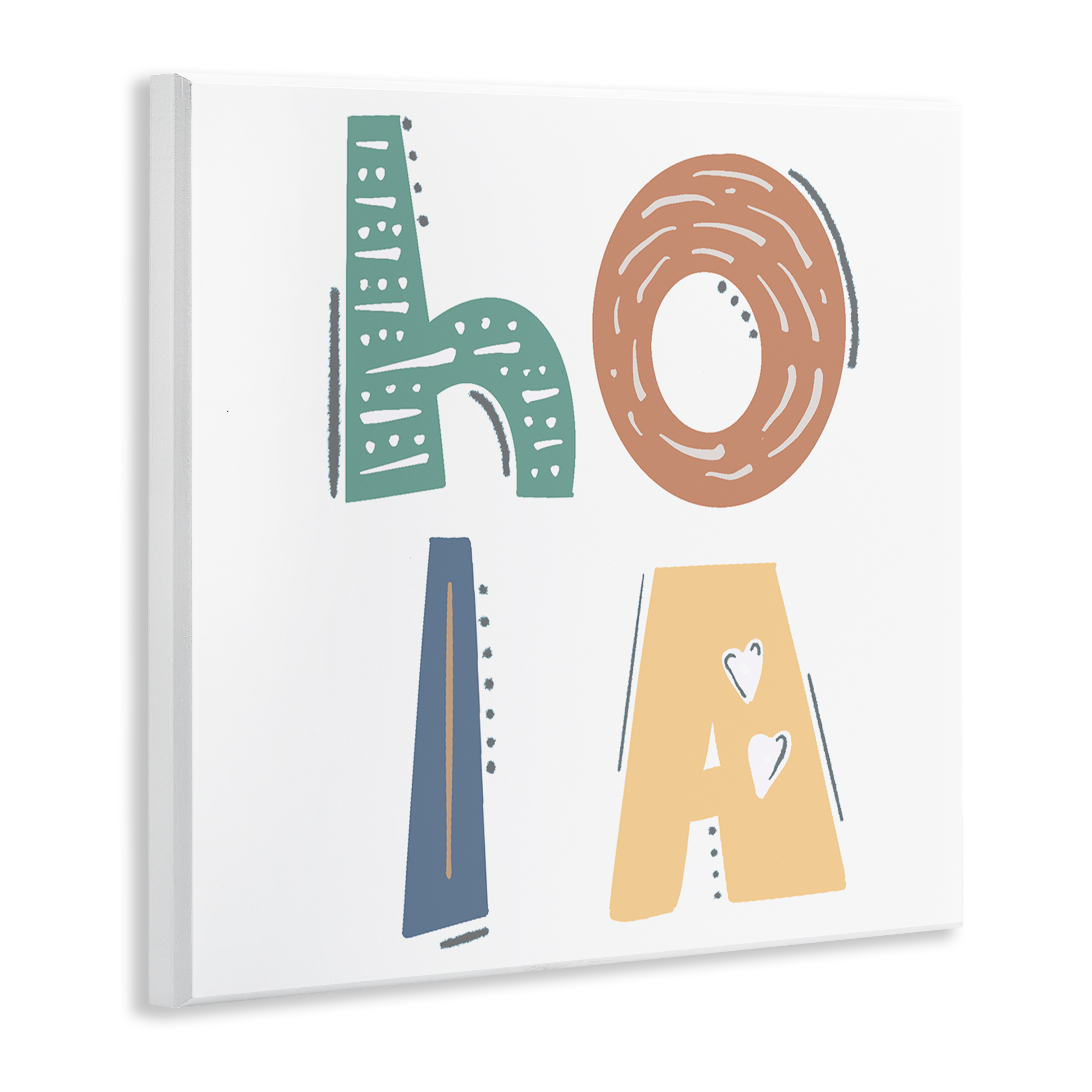 Stupell Industries Hola con Tipografía Divertida Typography and Symbols Painting Unframed Art Print Wall Art, 12 x 12