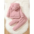 thumbnail image 4 of 9 Months Baby Girls Fall Winter Outfits Set 12 Months Girls 2PCS Hoodie Outfit Solid Color Infant Girls Long Sleeve Top Pants Set Pink, 4 of 8