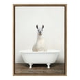 thumbnail image 4 of Kate and Laurel Sylvie Alpaca in the Tub Color Framed Canvas Wall Art by Amy Peterson Art Studio, 18x24 Gold, Modern Fun Decorative Bathtub Wall Art for Home Décor, 4 of 6