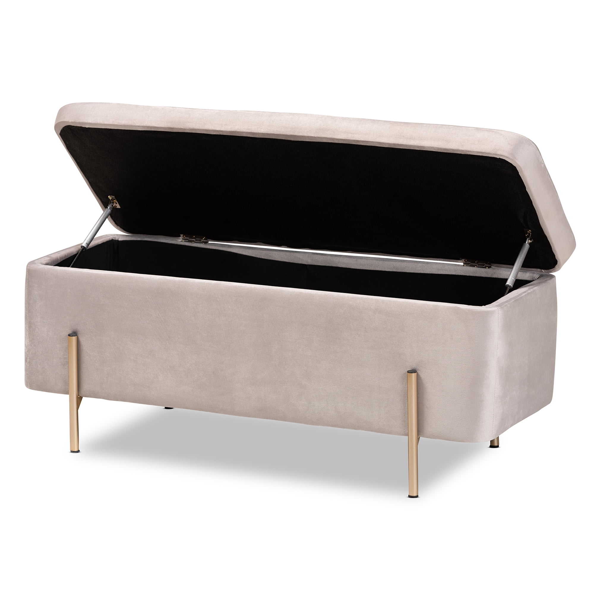 Baxton Studio Rockwell Upholstered & Storage Bench, Grey