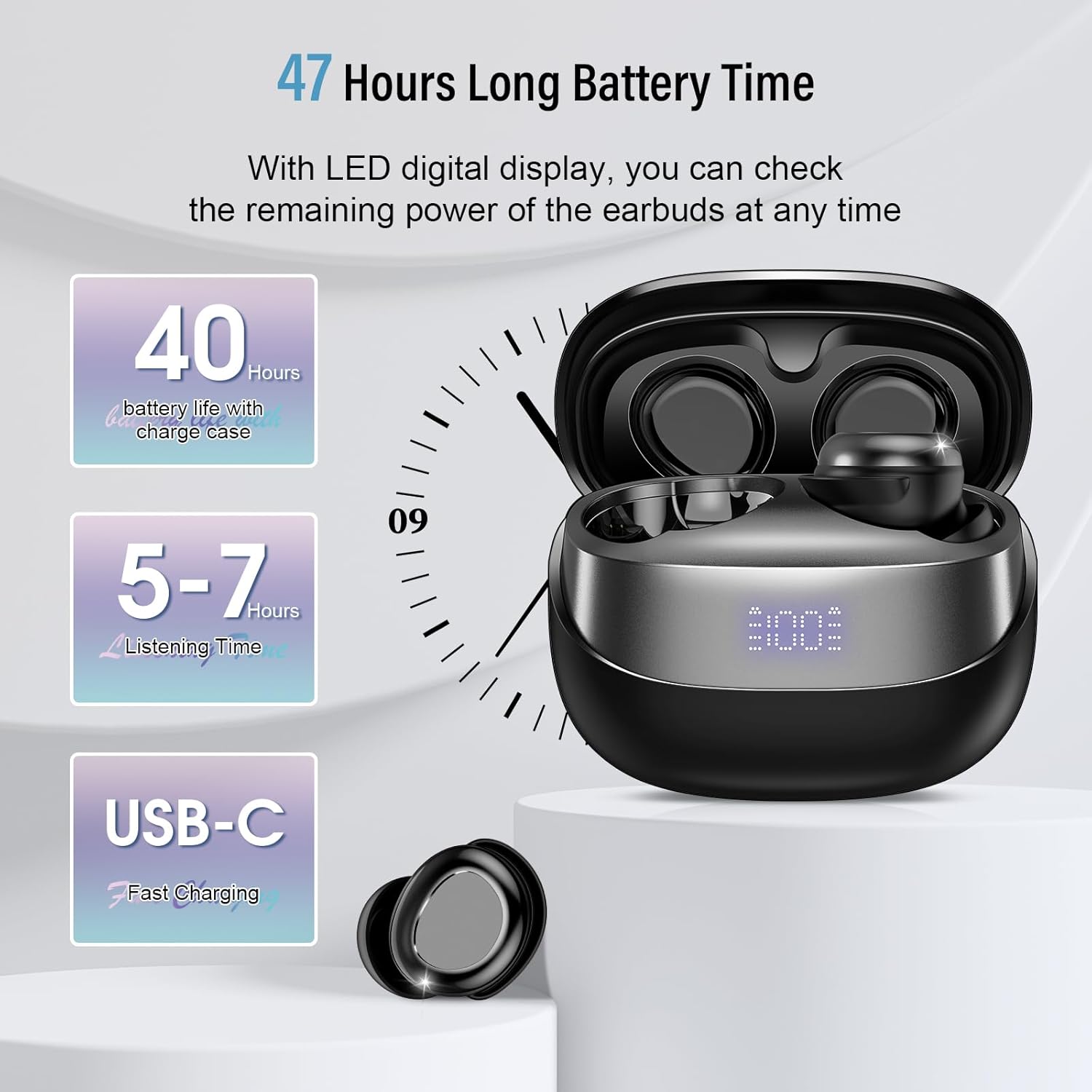 Sleep Earbuds Bluetooth Light-Weight Headphones, Mini Sleep Headphones Small Design for Side Sleepers, Clear Calls Earphones