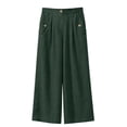 thumbnail image 3 of Miluxas Wide Leg Pants Woman Cotton Linen Stretchy Work Dress Pants High Waisted Business Casual Trousers Slacks Green XXL(XXL), 3 of 8