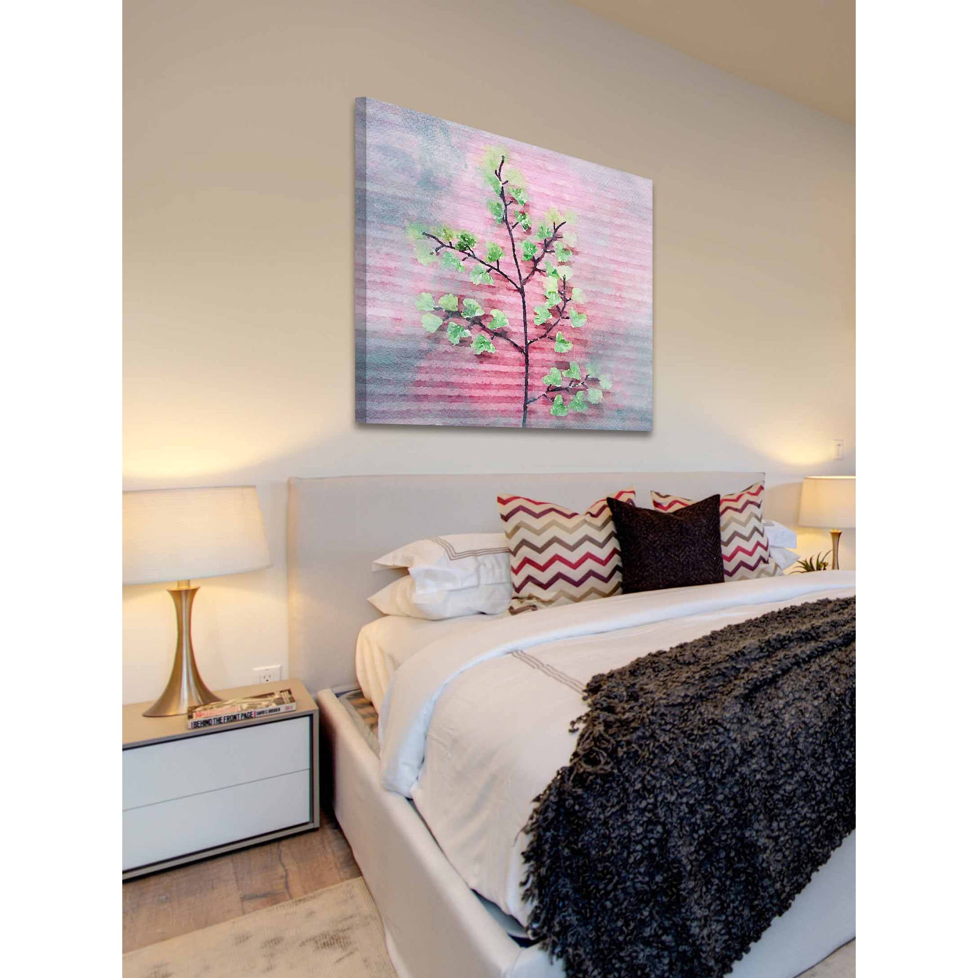 "Pink and Green" Painting Print on Wrapped Canvas