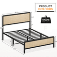 thumbnail image 4 of Bingirl Full - Size Platform Bed Frame with Rattan Headboard and Footboard: Black Metal Frame, No Box Spring Needed, Noise - Free & Easy to Assemble, 4 of 8