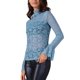 thumbnail image 4 of INSPIRAR CHIC Blusa de Mujer Floral de Encaje de Malla Transparente Cuello Mock Casual Tallas XL Azul, 4 of 6