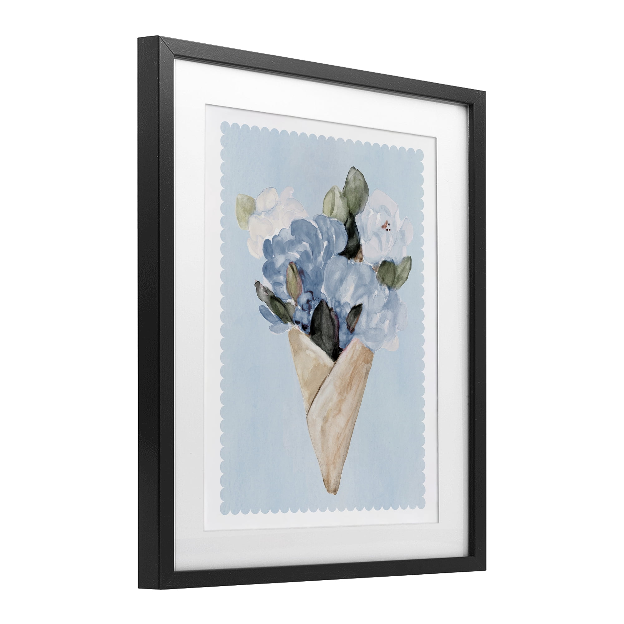 Stupell Industries Blue Gift Bouquet Black Framed Print Under Glass, design by Lanie Loreth