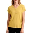 thumbnail image 2 of Lumtrix Womens Henley Sweaters Casual Cap Sleeve Tops Summer Business Work Loose Fitted Shirts Yellow S, 2 of 5