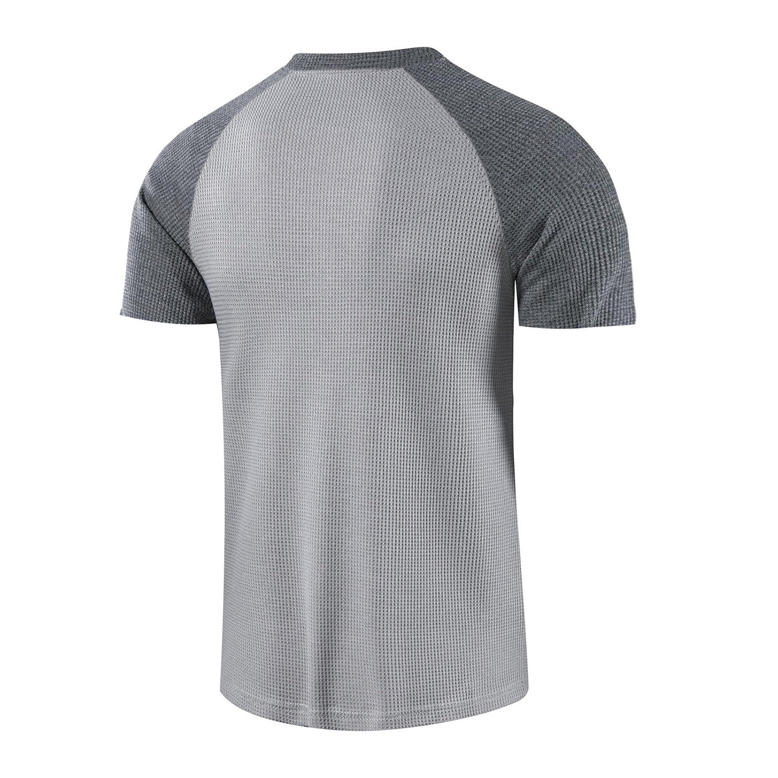 Men's Fashion Raglan Short Sleeve Tee Shirt Casual Slim Fit Workout Baseball T Shirts Gym Golf Waffle Tops