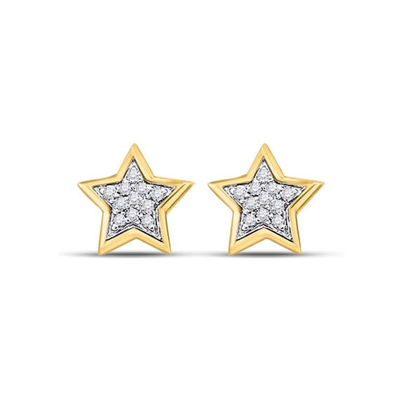 10kt Yellow Gold Womens Round Diamond Star Earrings 1/20 Cttw