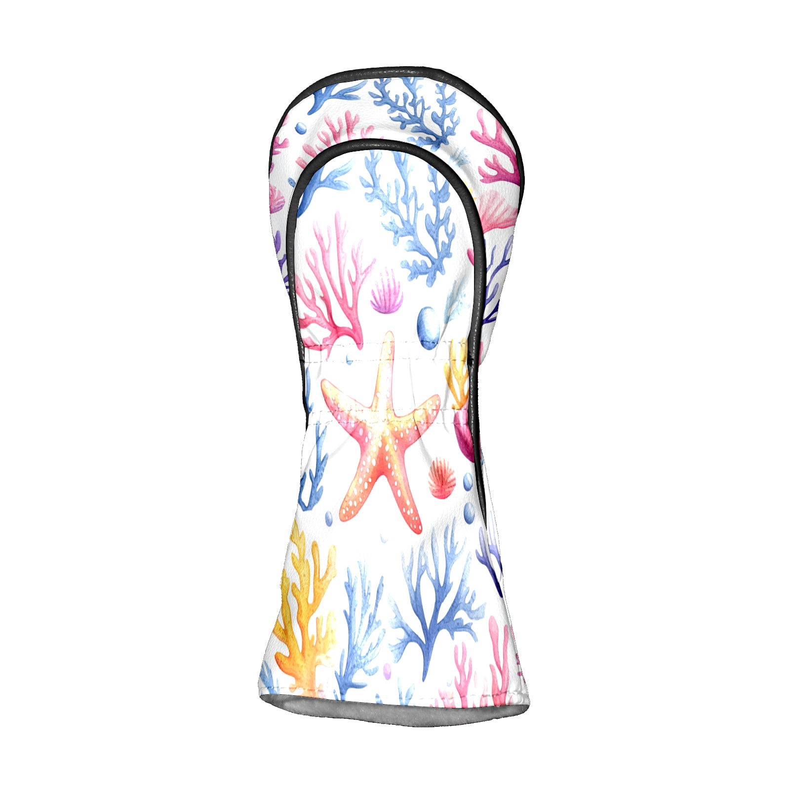 Golf Club Covers PU Leather Waterproof Head Covers for Fairway Woods Hybrids Coral Starfish