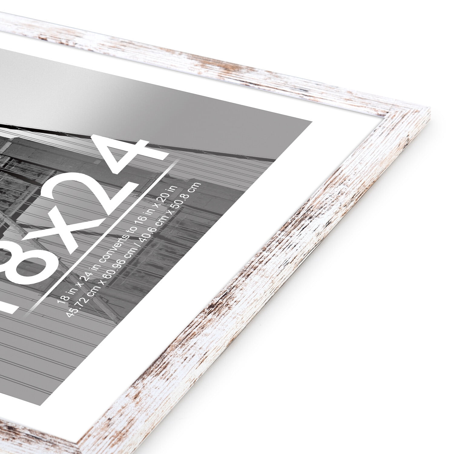 Meframe 18x24 Wooden Picture Frame, Matted to 16x20 Wall Poster Frame, Frosted White
